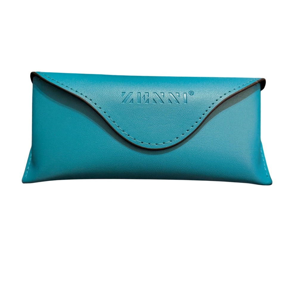 Zenni Optical Teal Blue Faux Leather Magnetic Glasses Case Sunglasses Pouch
